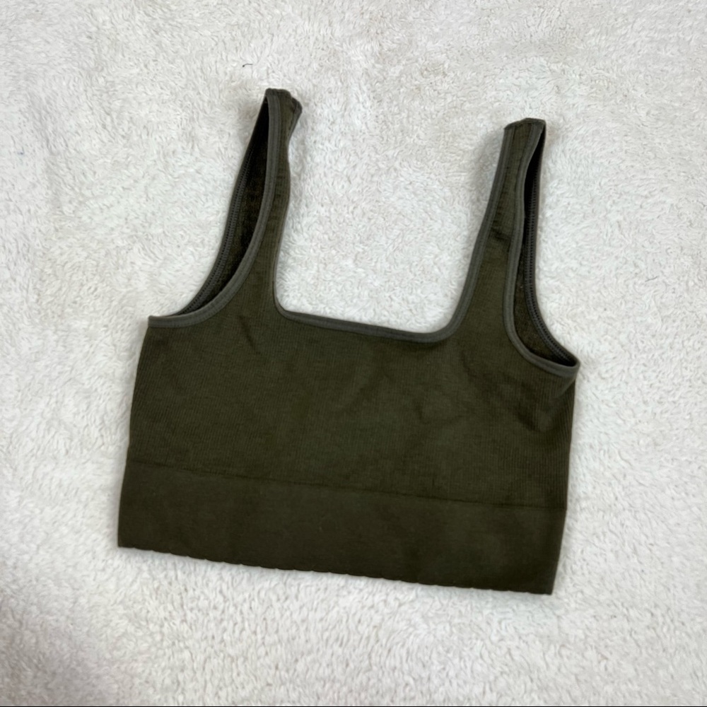 By Anthropologie Cropped Knit Tank Green Small Medium
